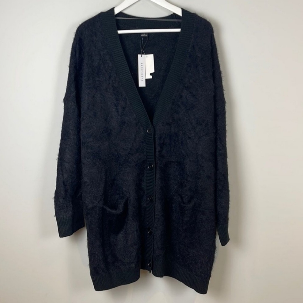 Sanctuary Fuzzy Black Cardigan Size 3X New